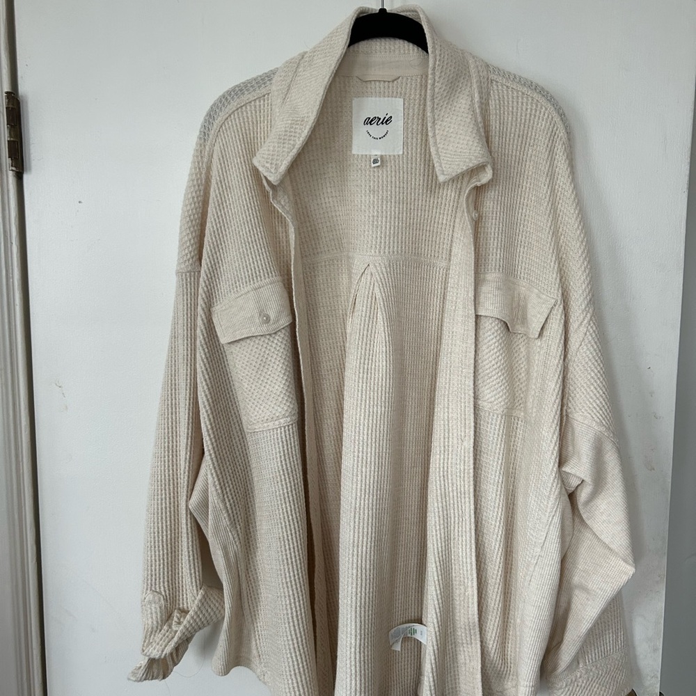 Aerie Cream Waffle Knit Top